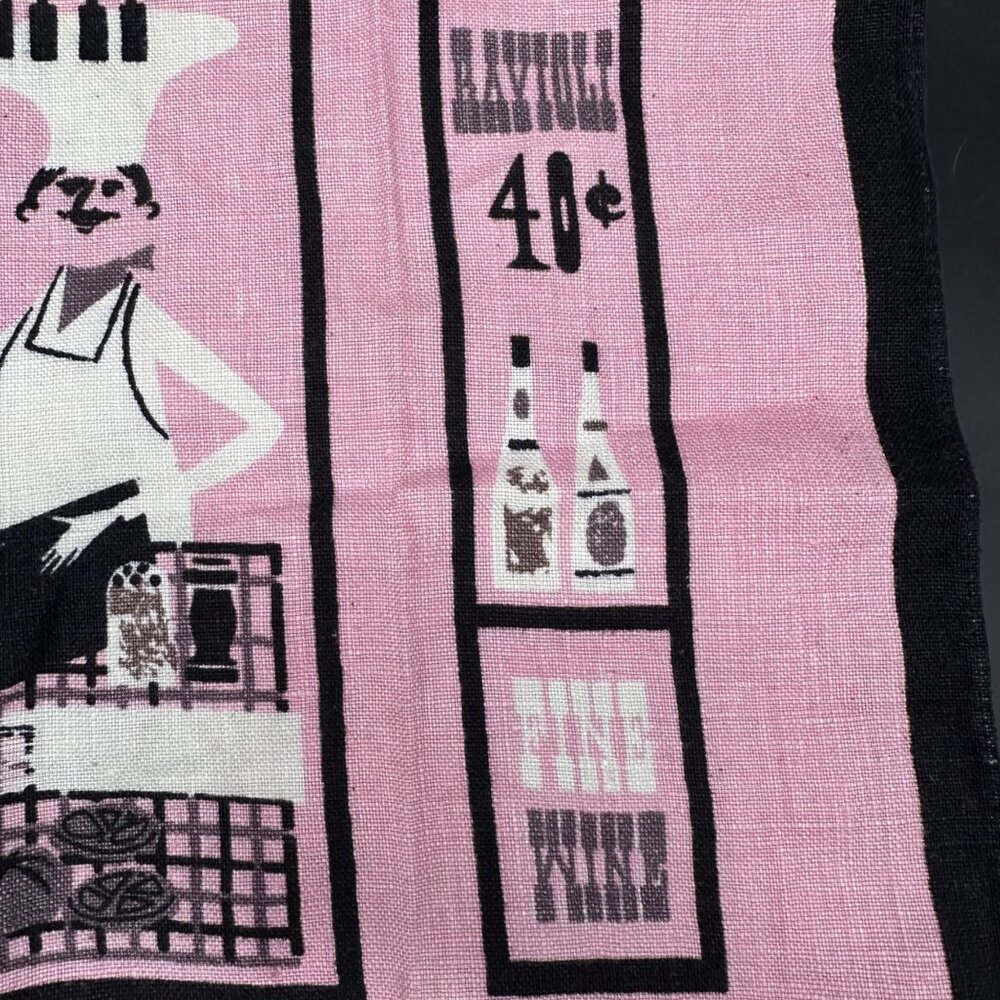 Vintage Kitchen Hand Towel 1960s Townhouse Linen Sewell Jackson Pink Kitschy MCM - Picture 9 of 13